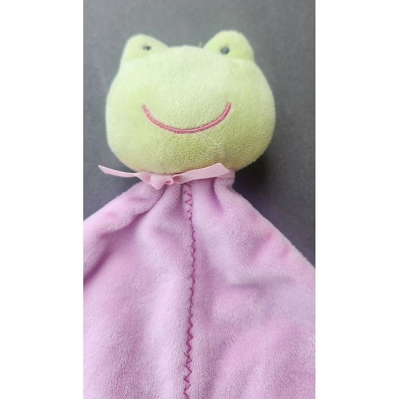 Carters Precious Firsts Frog Pink Security Plush Velour Rattle Blanket Lovey - Picture 7 of 12